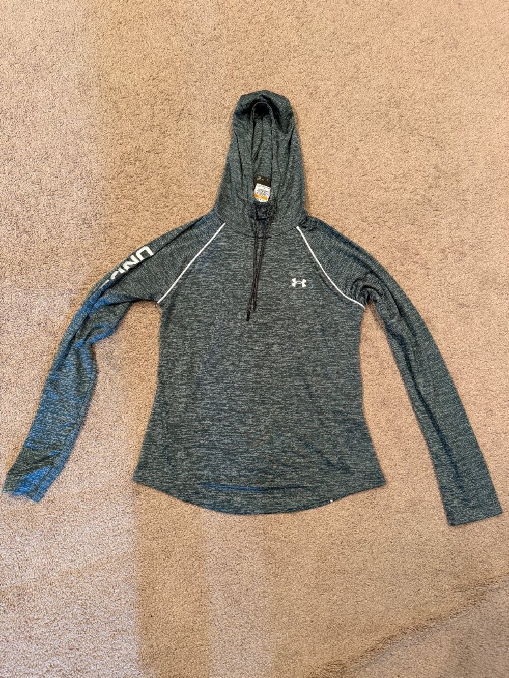 UNDER ARMOR GRAY VELOCITY WORKOUT DRAWSTRING HOODIE WOMENS SMALL NWT